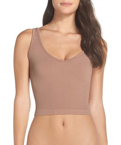 Women's Solid Rib Brami Top Rose $15.26 Tanks