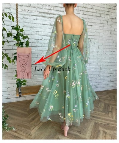 Flower Embroidery Tulle Homecoming Dresses for Teens Spaghetti Straps Short Prom Party Gown A-white--long Sleeve $30.55 Dresses