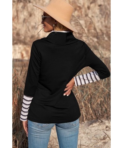 Sweatshirts for Women Casual Striped Splicing High Neck Sweatshirt Long Sleeve High Neck Daily Fashion Outfits Black $8.82 Ho...