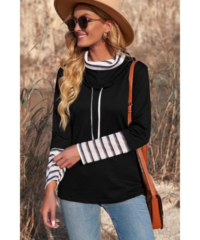 Sweatshirts for Women Casual Striped Splicing High Neck Sweatshirt Long Sleeve High Neck Daily Fashion Outfits Black $8.82 Ho...