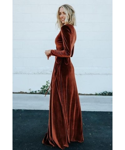 Women's Velvet Bridesmaid Dresses A-Line Long with Pockets Prom Dress Sexy V Neck Formal Party Dress with High Slit Grey $34....