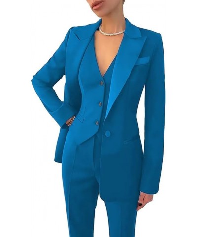 Business Women Suit Set 3 Pieces Notch Lapel Single Breasted Vest for Office Work Lady Suits (Blazer+Vest+Pants) Blue $23.60 ...