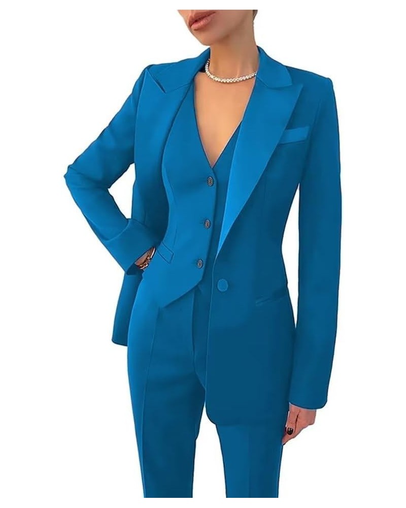 Business Women Suit Set 3 Pieces Notch Lapel Single Breasted Vest for Office Work Lady Suits (Blazer+Vest+Pants) Blue $23.60 ...