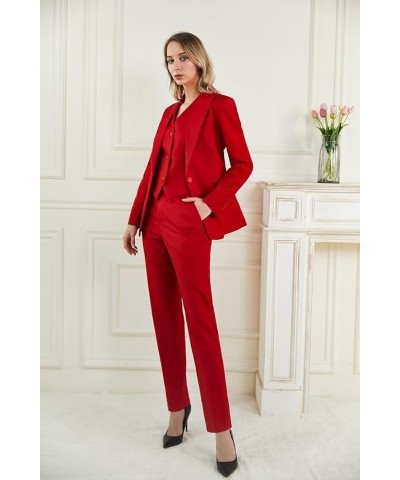 Business Women Suit Set 3 Pieces Notch Lapel Single Breasted Vest for Office Work Lady Suits (Blazer+Vest+Pants) Blue $23.60 ...