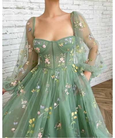 Flower Embroidery Tulle Homecoming Dresses for Teens Spaghetti Straps Short Prom Party Gown A-white--long Sleeve $30.55 Dresses