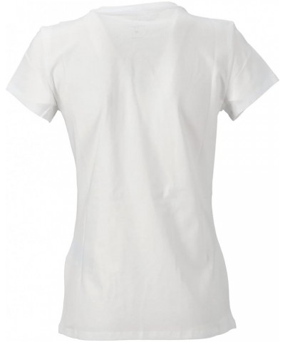 Women's Slim Stretch Cotton Embellished Logo Fitted Tee White $11.39 T-Shirts