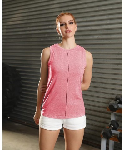 Womens Tank Tops Crew Neck Sleeveless Tshirts Solid Color Casual Loose Fit Tee Shirts 00-pink $10.57 Tanks