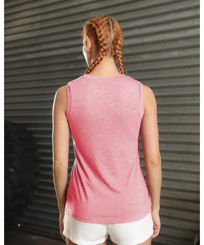 Womens Tank Tops Crew Neck Sleeveless Tshirts Solid Color Casual Loose Fit Tee Shirts 00-pink $10.57 Tanks