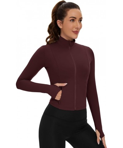 Women's Cropped Workout Jacket Zip Up Athletic Jackets Slim Fit Lightweight Running Sports Track Jacket 2023 Wine Red $16.81 ...