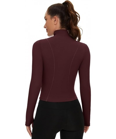 Women's Cropped Workout Jacket Zip Up Athletic Jackets Slim Fit Lightweight Running Sports Track Jacket 2023 Wine Red $16.81 ...