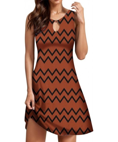 Summer Dresses for Women 2024 Floral Print Sleeveless Hollow Keyhole Neck Dress Casual Mini Dress Resort Wear Brown C02 $9.34...