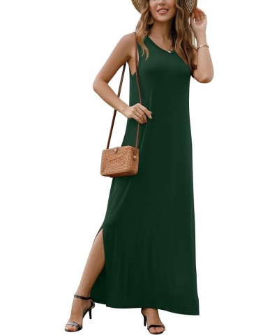 Women's Casual Long Dress Sleeveless Double Split Maxi Dresses 25 Dark Green $16.34 Dresses