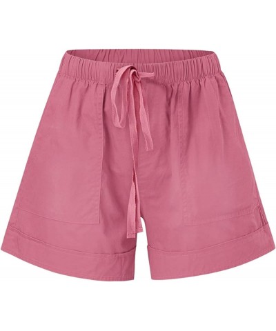 Women's Plus Size Shorts Summer Casual Elastic Waist Drawstring Shorts Comfy Shorts Wide Leg Shorts with Pockets A15-pink $6....