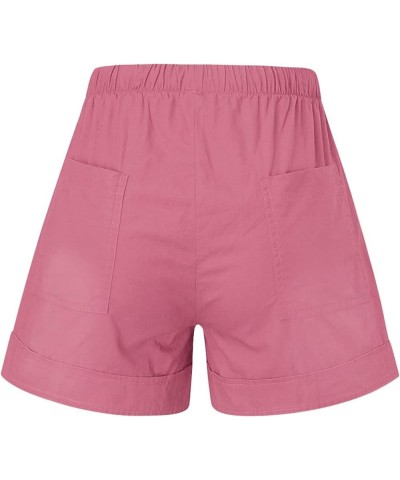 Women's Plus Size Shorts Summer Casual Elastic Waist Drawstring Shorts Comfy Shorts Wide Leg Shorts with Pockets A15-pink $6....