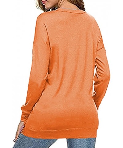 Womens Casual Tie Dye Loose Pullover Sweatshirt Long Sleeve Crewneck Tops B-orange $17.28 Hoodies & Sweatshirts