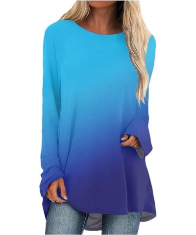 Womens Fall Fashion 2023,Womens Trendy Print Crewneck Long Sleeve Long Top Oversized Loose Comfy Tunic For Legging 5-blue $9....