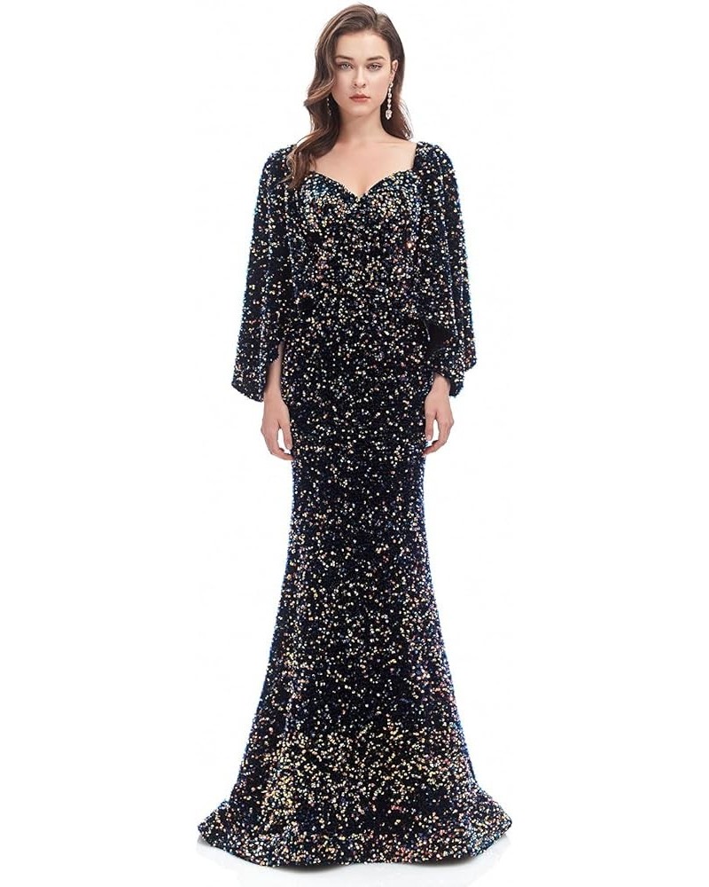 Sexy Long Sleeves Mermaid Party Dress Black Sequins Lace Evening Gowns Formal Maxi Dress Black $38.70 Dresses