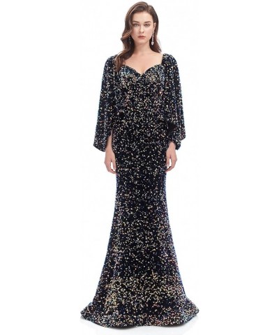 Sexy Long Sleeves Mermaid Party Dress Black Sequins Lace Evening Gowns Formal Maxi Dress Black $38.70 Dresses