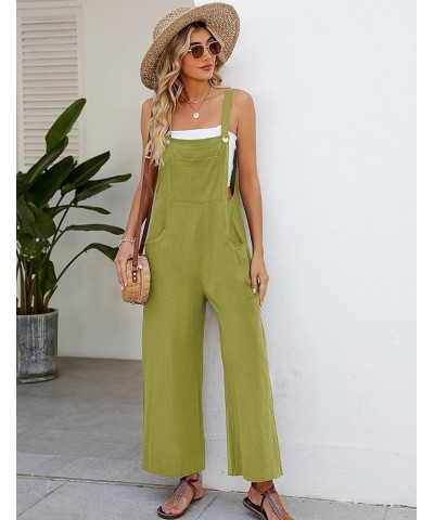 Women's Baggy Bib Overalls Adjustable Straps Casual Cotton Jumpsuits Wide Leg Loose Rompers with Pockets Lightgreen $14.18 Ov...