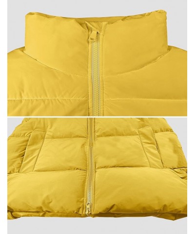 Women's Winter Crop Puffer Vest Lightweight Warm Flysleeve Stand Collar Padded Puffy Jackets Coats with Pockets Yellow $21.15...