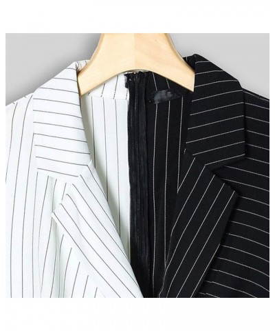 Ladies Bodycon Blazer Dress Women Slim Fit Pinstripe Patchwork Bodycon Dress Suit Sets Black $10.99 Suits