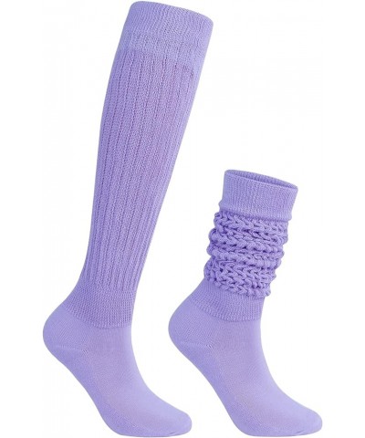 Slouch Socks Womens Leg Warmers Super Soft Scrunch Knee High Socks Womens Boot Socks 9-11 Light Purple $7.69 Activewear