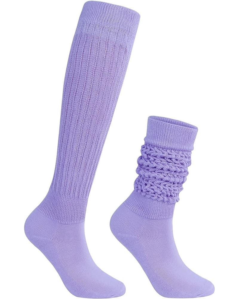 Slouch Socks Womens Leg Warmers Super Soft Scrunch Knee High Socks Womens Boot Socks 9-11 Light Purple $7.69 Activewear