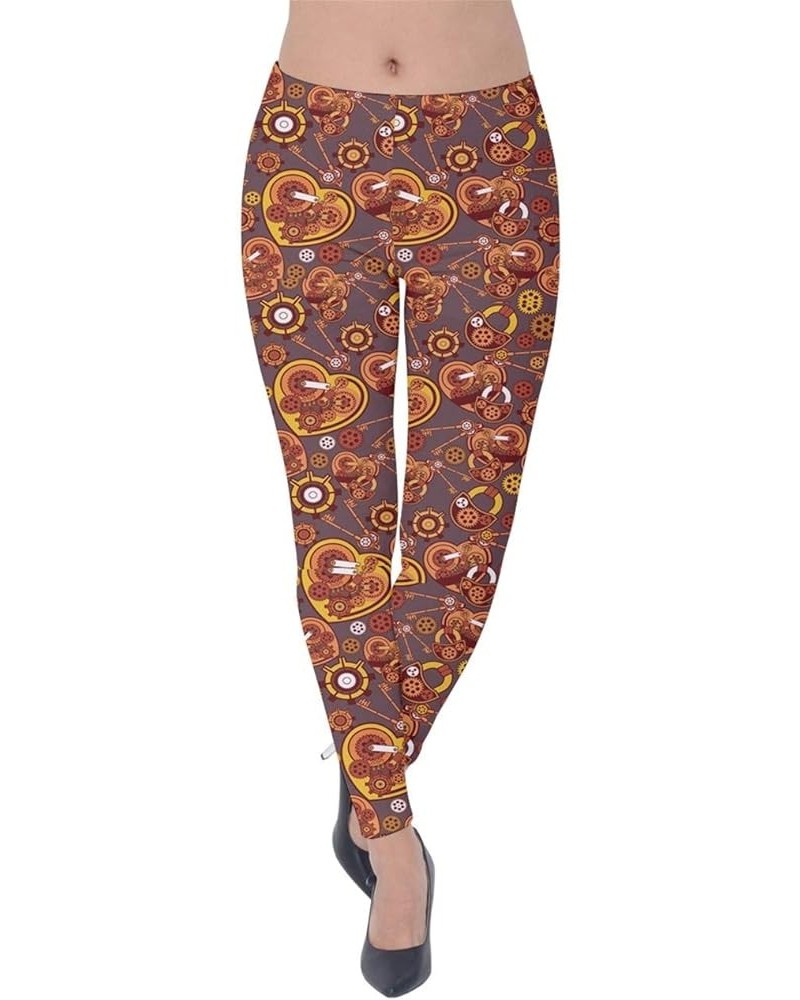 Womens Ultra Soft Velvet Leggings Steampunk Mechanism Metal Pattern Stretch Pants Tights, XS-5XL Brown 2 $13.50 Leggings