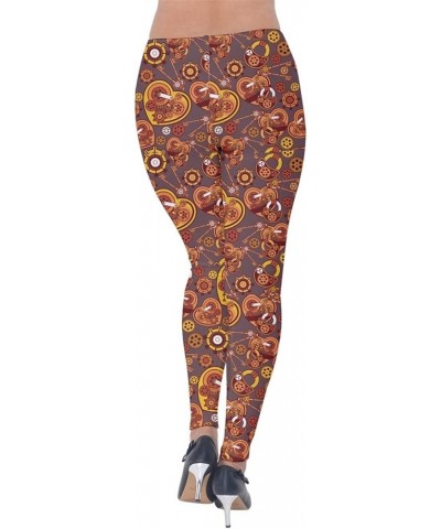 Womens Ultra Soft Velvet Leggings Steampunk Mechanism Metal Pattern Stretch Pants Tights, XS-5XL Brown 2 $13.50 Leggings