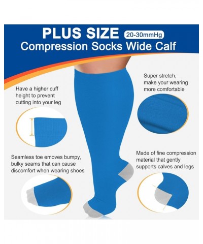 Plus Size Compression Socks for Women & Men 15-20 mmhg Extra Wide Calf Knee High Support Socks for Circulation 08-4 Pack Yell...