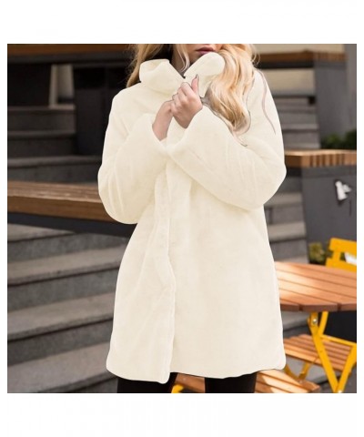 Womens Warm Faux Fur Coat Winter Thick Solid Outerwear Open Front Parka Overcoat Ladies Warm Long Jacket Shaggy Coats Beige $...