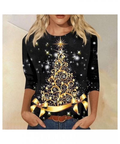 Women's Casual Long Sleeve Crew Neck Cute Shirts Reindeer Graphic T-Shirt Shirts Casual Loose Colorblock Loungewear 6-gold $4...