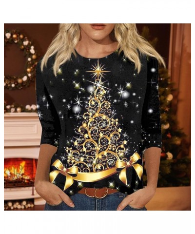 Women's Casual Long Sleeve Crew Neck Cute Shirts Reindeer Graphic T-Shirt Shirts Casual Loose Colorblock Loungewear 6-gold $4...