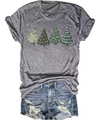 Womens Funny Christmas Shirts Merry and Bright T-Shirts Christmas Tree Shirts Merry Christmas Graphic Tee Tops Z1 Grey $13.24...