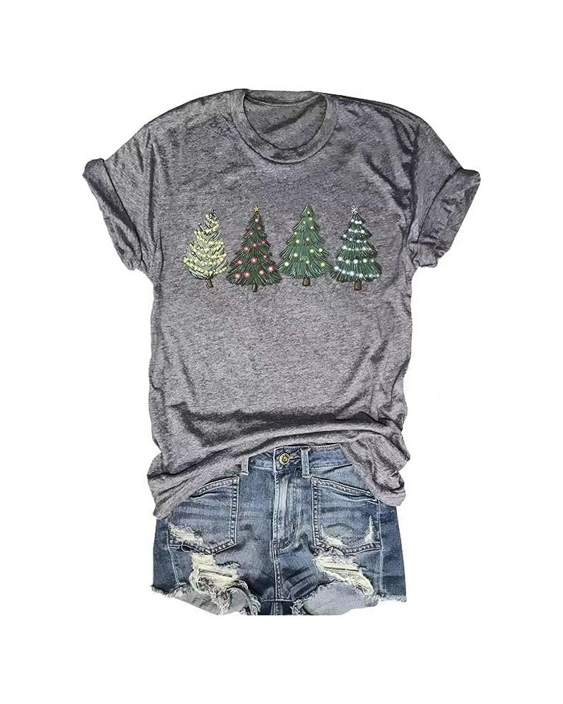 Womens Funny Christmas Shirts Merry and Bright T-Shirts Christmas Tree Shirts Merry Christmas Graphic Tee Tops Z1 Grey $13.24...