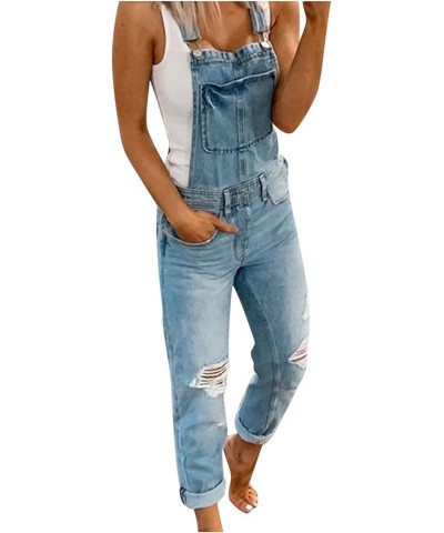 Ripped Jeans Denim Jumpsuit for Women Fashion Plus Size Strappy Overalls Teen Girls Summer Casual Workout Rompers Deals _Blue...