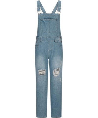 Ripped Jeans Denim Jumpsuit for Women Fashion Plus Size Strappy Overalls Teen Girls Summer Casual Workout Rompers Deals _Blue...