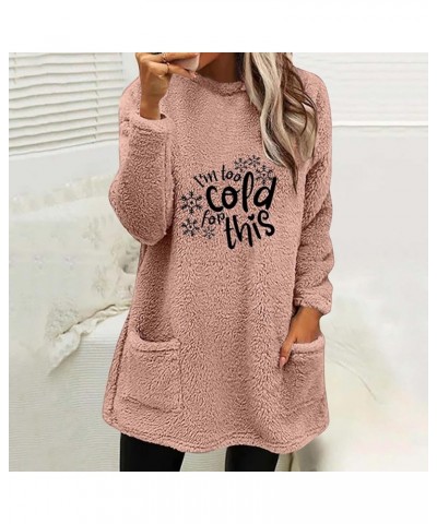 Yes,I'M Still Freezing Me 24:7 Fleece Loungwear Womens Letter Print Pullover Tops Long Sleeve Sweatshirt with Pocket Y4-pink ...