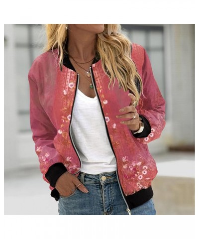 Bomber Jacket Women Fashion Lightweight Zip up Outerwear Casual Fall Coat Windbreaker Jacket with Pockets 5 red $10.59 Jackets