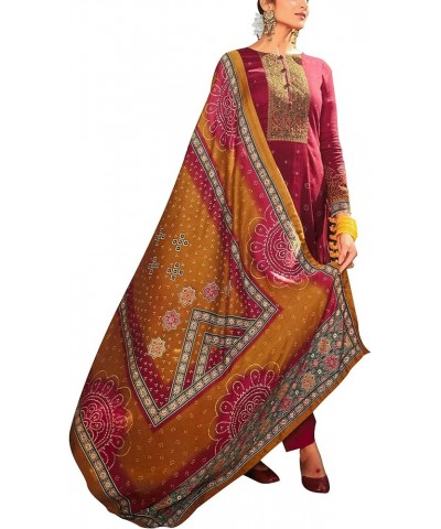 Cotton Elegant Embroidery Salwar Kameez with Bandhani Printed Cotton Dupatta Maroon (2) $37.73 Dresses