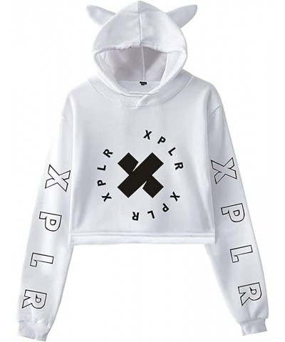 XPLR Merch Sam And Colby Hoodie Girls Cat Ear Crop Top Pullover Womens Hooded Sweatshirt T 90s Youthful Clothes White1 $9.02 ...