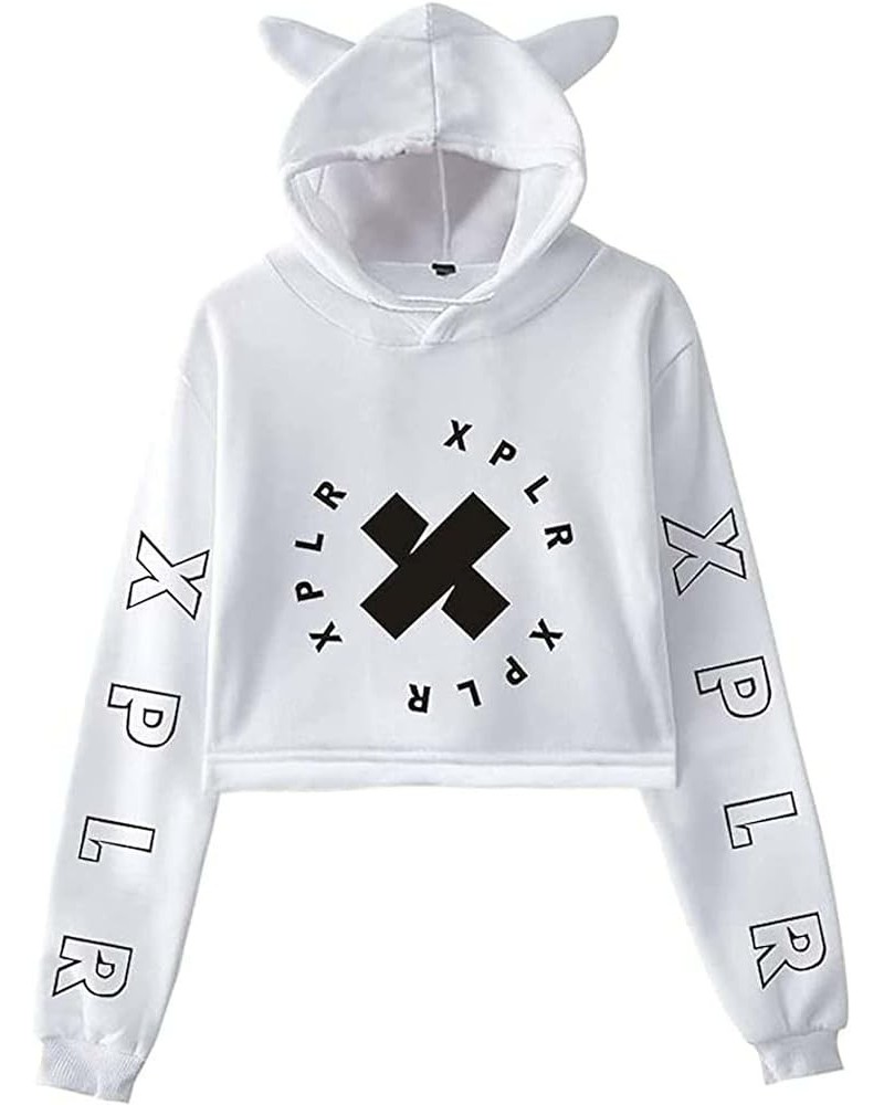 XPLR Merch Sam And Colby Hoodie Girls Cat Ear Crop Top Pullover Womens Hooded Sweatshirt T 90s Youthful Clothes White1 $9.02 ...