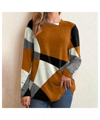 Long Sleeve Shirts for Women Color Block Patchwork Shirt Crewneck Loose Fit Blouse Plus Size Dressy Casual Tunic Tops 01light...