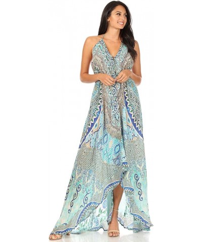 Lizi Womens Maxi High-Low Halter Handkerchief Long Dress Beach Party Ttu315-turq $34.79 Dresses