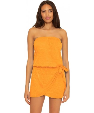 womens Beach Date Mock Sarong Dress Cover-up Orange Burst $24.26 Swimsuits