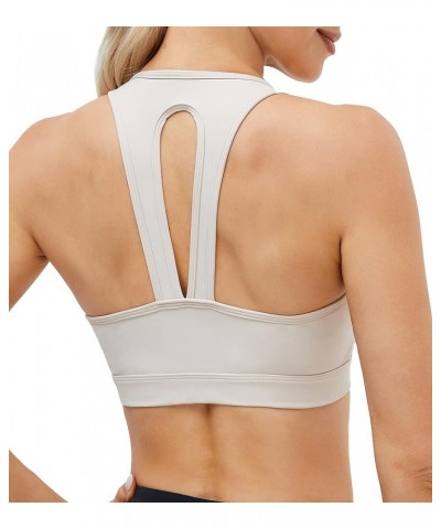 Women's Racerback Sports Fitness Support Workout Running Bras Open Back Khaki Sand $10.79 Lingerie