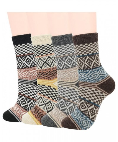 Mens Wool Socks Winter Athletic Socks Merino Wool Socks Hiking Socks Crew Socks Warm Sport Socks 4 Pairs Tartan Rhombus $8.69...