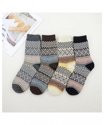 Mens Wool Socks Winter Athletic Socks Merino Wool Socks Hiking Socks Crew Socks Warm Sport Socks 4 Pairs Tartan Rhombus $8.69...