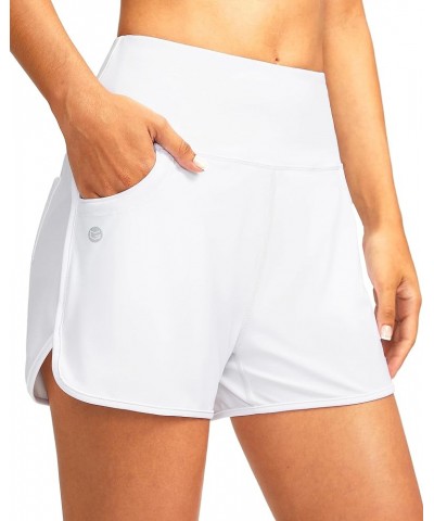 Women's 3" High Waisted Swim Board Shorts with Pockets Quick Dry Swimsuit Bottoms Bathing Suit for Women with Liner White $16...