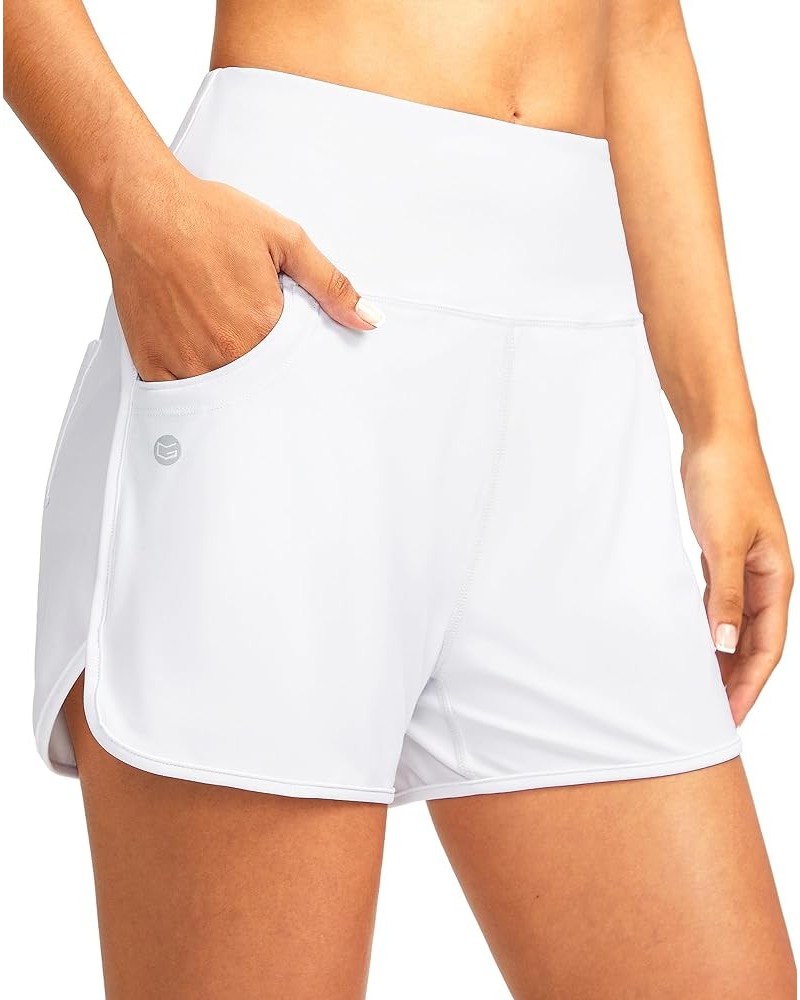 Women's 3" High Waisted Swim Board Shorts with Pockets Quick Dry Swimsuit Bottoms Bathing Suit for Women with Liner White $16...